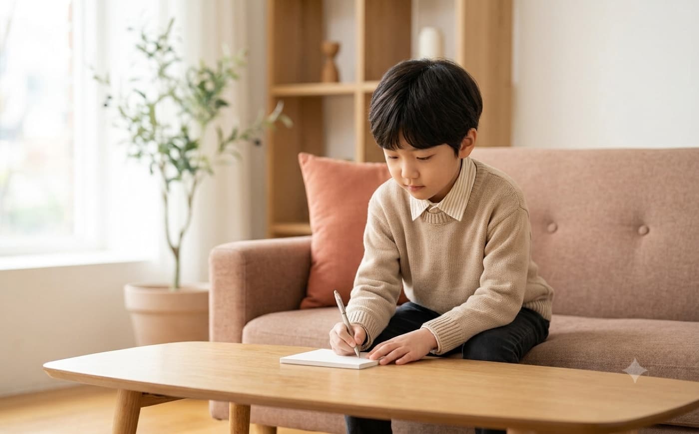 용돈 계획을 적는 아이
